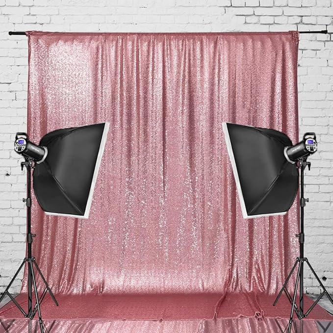 Juya Delight 6ft x 8ft Fuchsia Pink Sequin Backdrop Curtain, Shimmer Wall Backdrop Glitter Backdrop Curtain for Party Birthday Decoration