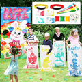 23 Packs Easter Outdoor Party Games for Kids Potato Sack Race Jumping Bags with Legged Race Bands, Egg and Spoon Race，Toss Game and Stickers, Outdoor Games for Easter Eggs Hunt,Easter Party Supplies