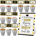 12 Set 2026 Graduation Candy Buffet Party Decoration Graduation Table Candy Bar Snack Labels Signs and 5'' Buckets with Handle for Class of 2026 Party Parties Supplies(Plaid Border Style,Silver)