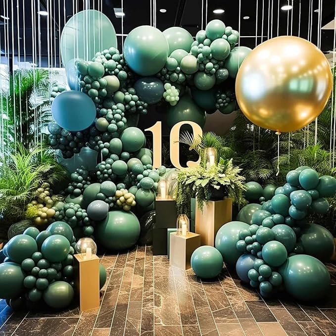 KALOR 36 Inch Giant Dark Green Balloons, 6 Pack Large Round Green Latex Balloons for Anniversary, Birthday, Christmas, Wedding, Baby Shower Party Decorations