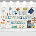 Colorful Let The Adventure Begin Backdrop Banner Photography Background for Retirement Farewell Going Away Leaving Goodbye Graduation Global Travel Theme Party Decoration Supplies 72.8*43.3in