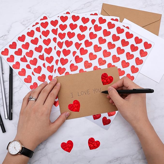 1920pcs Heart Stickers, Valentines Stickers, 0.5inch Holographic Glitter Small Mini Red Hearts Sticker Love Stickers for Valentine's Day, Mother's Day, Award Charts, Envelopes, Crafting, Scrapbooking