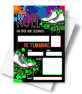 DETIHO 4" x 6" Glow Roller Skating Birthday Party Invitation Cards With Envelopes - Roll On Over And Celebrate - Neon Glow in the Dark Skate Party Invitation - 20 Sets - E20