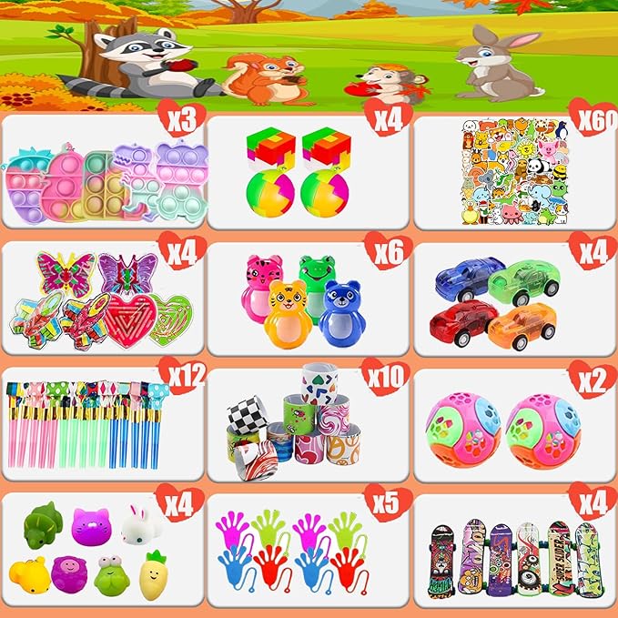 118 Pcs Party Favors for Kids, Pop Fidget Treasure Box Toys for Classroom, Prizes for Kids Classroom, Goodie Bag Stuffers, Pinata Stuffers Filler, Carnival Prizes Birthday Return Gifts for Ages 4-8-12