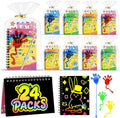 24*3 Pack Scratch Art Notebook+Sticky Hands+Stickers,Party Favors for Kids 4-8-12,Return Gifts for Birthday Party,Easter Basket Stuffers,Classroom Prizes Bulk Gifts for Students
