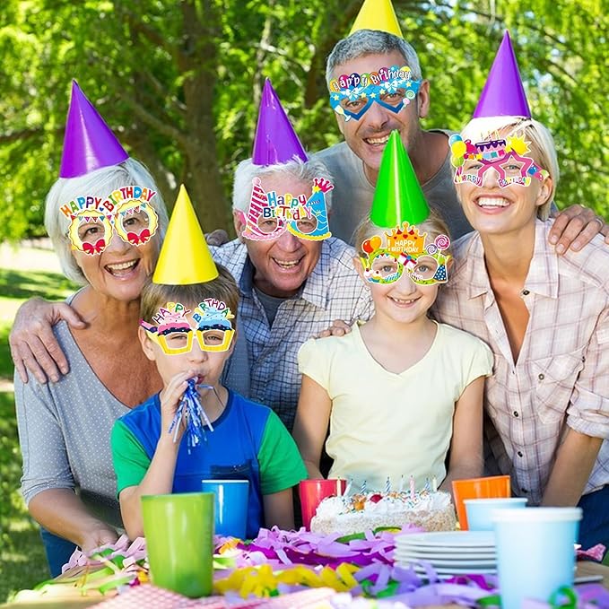 16PCS Happy Birthday Glasses, Birthday Party Paper Eyeglasses Photo Booth Props for Birthdays Party Supplies Decorations