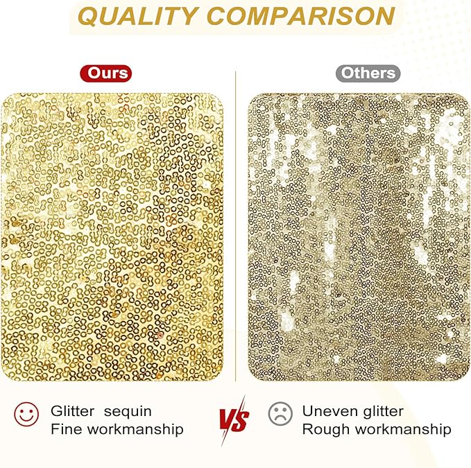 PartyDelight Gold Sequin Backdrop 6x7ft High-Density 3mm Sparkly Photo Background Back Drop Glitter Drape for Wedding, Birthday, and Holiday Party Decorations