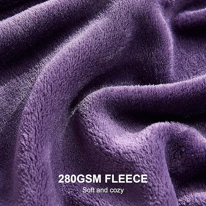 Hansleep Fleece Purple Throw XL Blanket, Super Soft Flannel Fuzzy, Plush Cozy Blanket for All Seasons, Purple, Throw XL 50x70 Inches