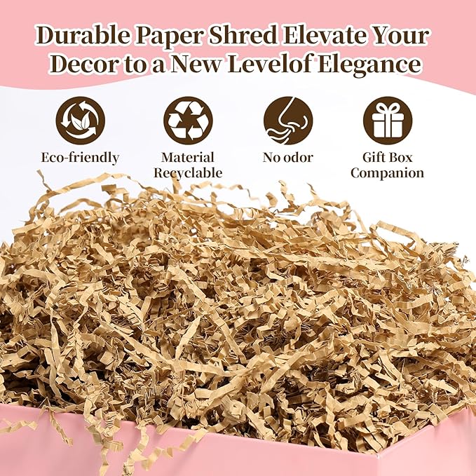 Ehpiern Crinkle Paper Filler, 1LB Crinkle Cut Shredded Paper Gift Boxers Filler Stuffing Decoration for Valentine's Day Holiday Party Birthday Wedding & Anniversaries (Brown)