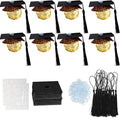 Gyufise 36Pcs Graduation Decorations 2026 Graduation Cap Cupcake Toppers Chocolate Decorations Mini Grad Cap Decor with Tassel Adhesive Dots for Class of 2026 Congrats Grad Black