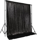 PartyDelight Black Sequin Backdrop 10x10ft - High Density 3mm Shimmer Sequin Background with 4-Inch Rod Pocket, Sparkly Photography Curtain for Wedding, Gala, Stage & Large Event Decor