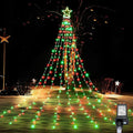 BlcTec Outdoor Christmas Decorations 317 LEDs Christmas Lights with 9 Strands 11.9ft Waterfall Christmas Tree Lights, 8 Modes, Waterproof, Topper Star & Timer for Yard Patio Xmas Décor, Red Green