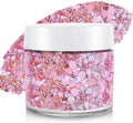 Pnk Face Hair Glitter,Cheer Holographic Pink Body Glitter,Rave Music Festival Singer Concert Outfit for Women,Pink Out Accessories for Spirit Week,Halloween Cosplay Shimmer Makeup