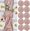 IVAPUPU 10 Pcs Cheesecloth Table Runner - 10ft Dusty Pink Easter Spring Boho Gauze Cheese Cloth Table Runners for Baby Shower Decoration Wedding Party Summer Garden Farmhouse