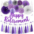 Roetyce Retirement Party Decorations Women, Purlpe Glitter Happy Retirement Banner Paper Fans Pompoms Kit, Office Retired Party Supplies for Coworker Friends, Funny Legend Has Retired Photo Backdrop