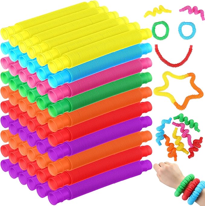 210 Pcs Tube Sensory Toys Fidget Toys Halloween Basket Stuffer Multicolor Sensory Tubes for DIY Party Favors Trick or Treat Goodie Bag Stuffers for Teens Adults Birthday Party Favors