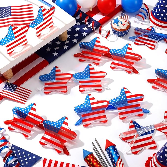 4th of July Star Glasses American Flag Glasses Patriotic USA Flag 250th Anniversary Independence Day Decoration