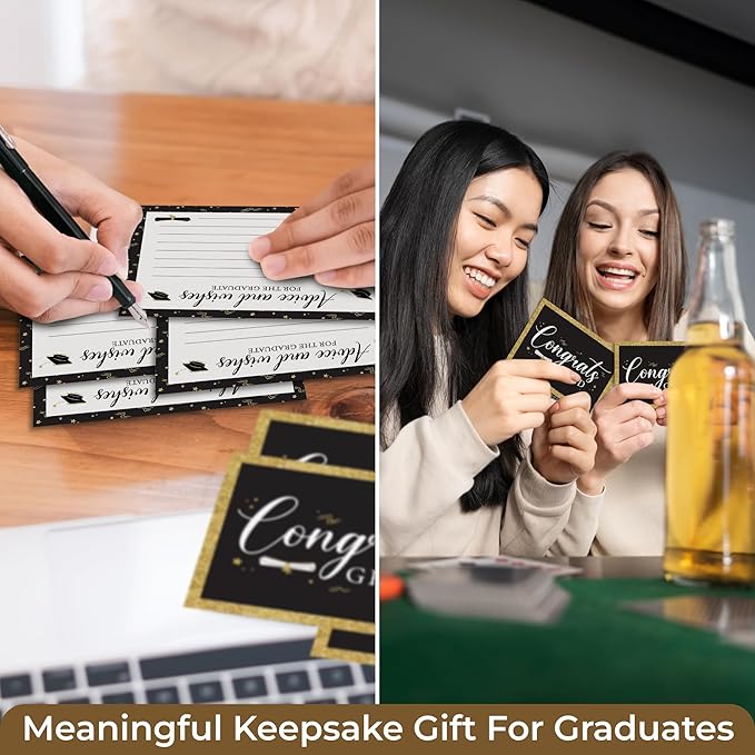 Graduation Advice Cards 2026 With Box - Advice For The Graduate 2026, Words Of Wisdom Graduation Ideas For High School Grad Decorations, Well Wishes Cards College Grad Party Games