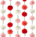 Sahoottie 2 Pcs Pink and Rose Hanging Paper Flower Garland, 8.2 FT Rose Ombre Tissue Paper Flower Garland, Rose Pink Gradient Pom Pom Garland for Wedding Backdrop Bridal Shower
