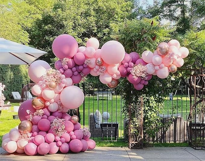 Retro Rose Baby Pink Champagne White Sand Balloons Garland Arch Kit, 146Pcs Latex Balloons Different Sizes 18 12 10 5 Inch for Party Decorations, Wedding Backdrop, Birthday, Graduation