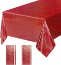 2 Pack Red Iridescent Plastic Tablecloth Disposable 54 × 108 Inch Glitter Holographic Foil Table Cloth Plastic Laser Rectangle Table Cover for Birthday Wedding Disco Party