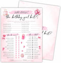 6"X8" Who Knows The Birthday Girl Best - Watercolor Birthday Elements - Funny Double-Sided 3-in-1 Game Card Set For Girls Birthday Party, Sleepover Party Activities, Favor & Supplies (20Pcs)- A09