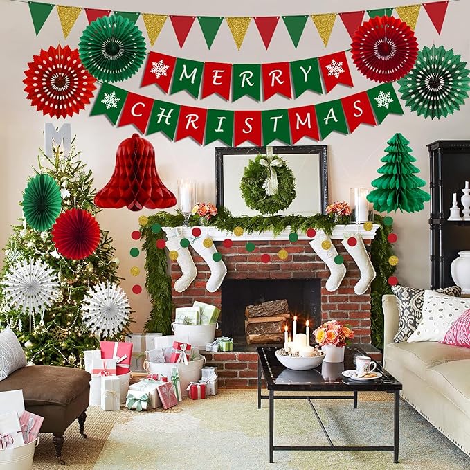 Christmas Party Decorations Christmas Decoration Set, Merry Christmas Banner, Paper Christmas Hanging Decorations - Christmas Party Decorations - Christmas Decorations Indoor Home Decor
