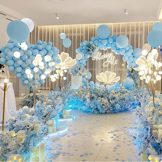 Pastel Blue Latex Balloons 100 Pack 12 inch Light Blue Party Balloons Round Helium Baby Blue Balloons for Baby Shower Boys Birthday Gender Reveal Party Decoration
