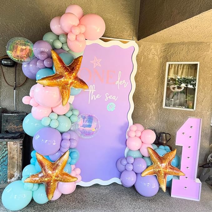 Starfish Balloons 4pcs 26inch Large Inflatable Star Fish Foil Balloon for Ocean Under the Sea Mermaid Themed Birthday Beach Party Decoration