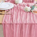 Wokceer Cheesecloth Table Runner Pink Valentine's Day 10FT Boho Gauze Cheese Cloth Table Runner for Party Long Rustic Sheer Runners for Baby Bridal Shower Wedding Easter Decor