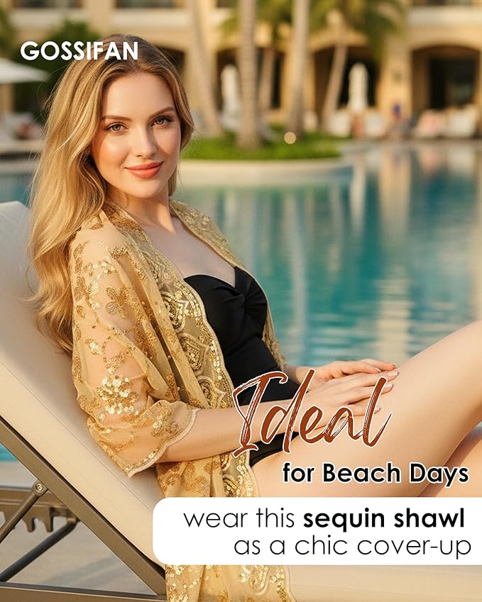 Gossifan Shawls and Wraps for Evening Dresses Sheer Women Elegant Glitter Shawls Soft Sparkly Wedding Bridal Scarf