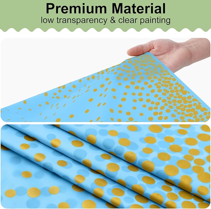 misaya 6 Packs Dot Disposable Table Cloth, 54 x 108 Inch Waterproof Plastic Tablecloth, Rectangle Gold Dots in Light Blue Table Covers for Easter, Picnic, Birthday, Party