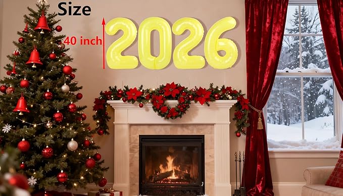 Yellow 2026 Number Balloon 40 Inch, Foil Balloons 2026 New Years Eve Party Supplies, 2026 Yellow 2026 Graduation Decorations, Balloon Suit