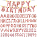 [85 PCS] 16" Foil Personalized Name Happy Birthday Balloons Letters, Mylar Aluminum Custom Name and Age Letter Balloons, 2 Sets A- Z & 0-9 for Birthday Party Graduation, Mother's Day Event (Rose)