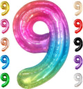 KatchOn, Rainbow Number 9 Balloon - 40 Inch | Foil 9 Birthday Balloon for 9th Birthday Decorations | Number Balloons for Anniversary Decorations | Rainbow Party Decor