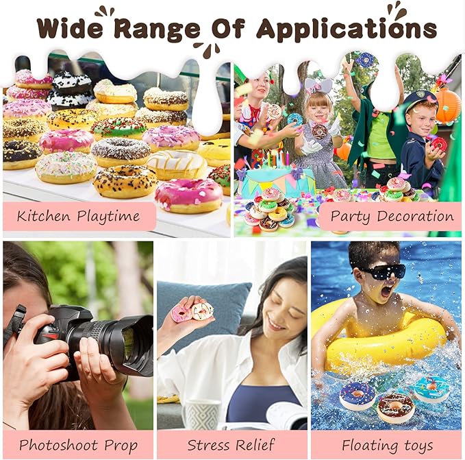 24 pcs Donut Stress Ball, Artificial Donuts Stress Relief Ball, Fake Mini Donut for Christmas Birthday Present Stocking Stuffers Goodie Bag Stuffers