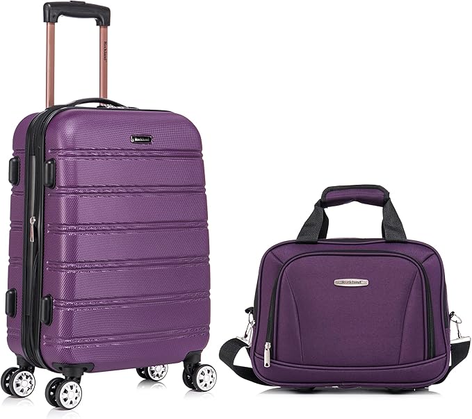 Rockland Melbourne Hardside 2 Piece Expandable Spinner Wheel Luggage Set, Carry-On 20" and Tote 14", Purple