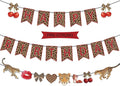Cheetah Print Birthday Decorations, Cheetah Cherry Happy Birthday Banner Leopard Print Birthday Decorations for Girls Women, Red