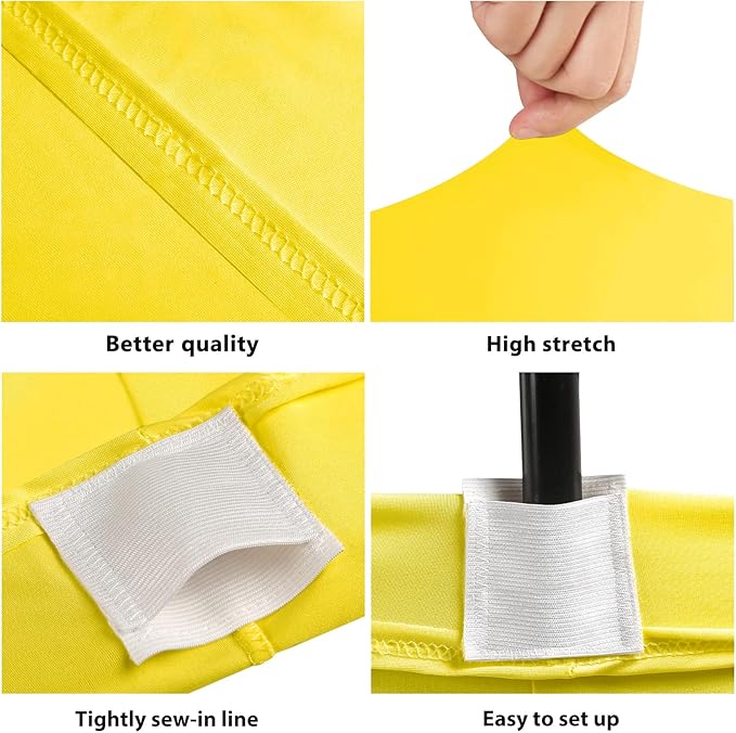 Table Covers for 6 Foot Tables, 2 Pack Yellow Washable and Wrinkle Resistant Stretch Tablecloths Rectangle 6ft for Events, Wedding, Banquets, Parties