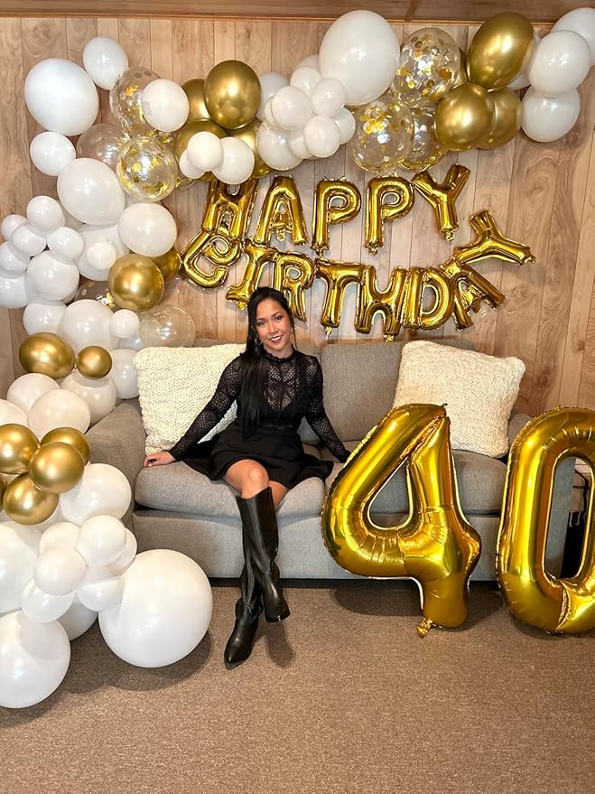 Numbers Balloon, 40 Inch Foil 4 Balloons for Birthday Party Decoration, Gold Number 4 Ballon for 4, 14, 24, 40 Celebration, Birthday, Christmas, Anniversary Decor
