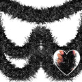 50 Feet Christmas Tinsel Garland, Metallic Twist Wall Hanging Tinsel Backdrop for Parade Floats, Carnival, Birthday, Wedding, New Year Party Decorations (Black, 2in x 50ft)
