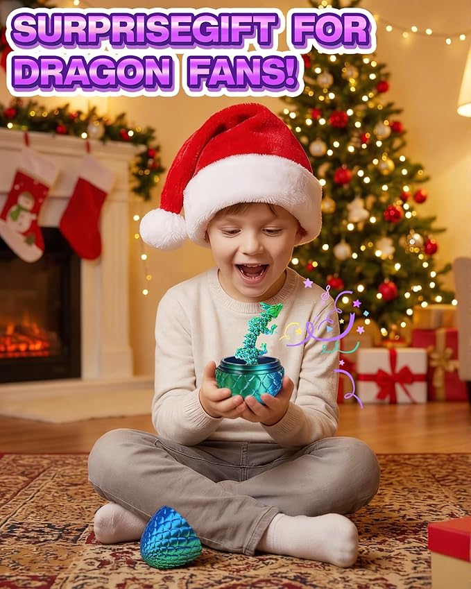 24PACK 3D Printed Dragon Eggs, Easter Basket Stuffers for Children and Teens, Unique Easter Toys & Gifts for Boys, Mini Articulated Dragon Game Toys for Kids.