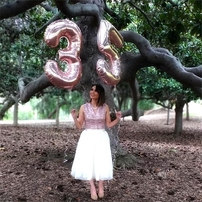 Rose Gold 50th Birthday Balloons - 40 Inch Large Mylar Foil Number 5 and 0 Balloons for Women's 50th Anniversary Party Decorations