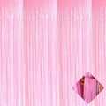 4 Pack Macaron Pink Foil Fringe Curtain Backdrop, 3.2Ft x 9.8Ft Metallic Tinsel Foil Fringe Streamers Curtains for Party, Photo Booth Prop, Birthday, Wedding, Christmas Party Decoration Supplies