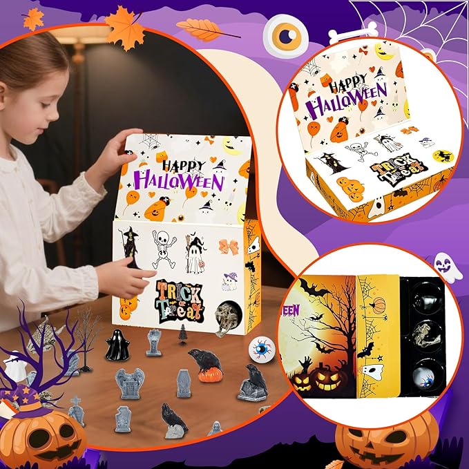 35 PCS Halloween Village Accessories Miniature Tombstone Crow Animal Skull Figurines Halloween Village Trees Spooky Town Set for Mini Graveyard Scene Decor