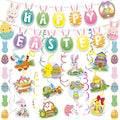 45 Pcs Happy Easter Banners Garland Easter Decorations for Office Home School Classroom Bunny Egg Hanging Decor Supplies for Egg Hunt Party Favors