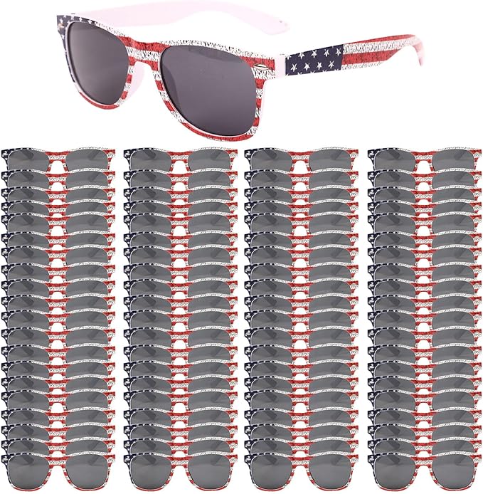 YQVIE Bulk American Flag Sunglasses for Adult Retro Independence Day Glasses UV400 Protection