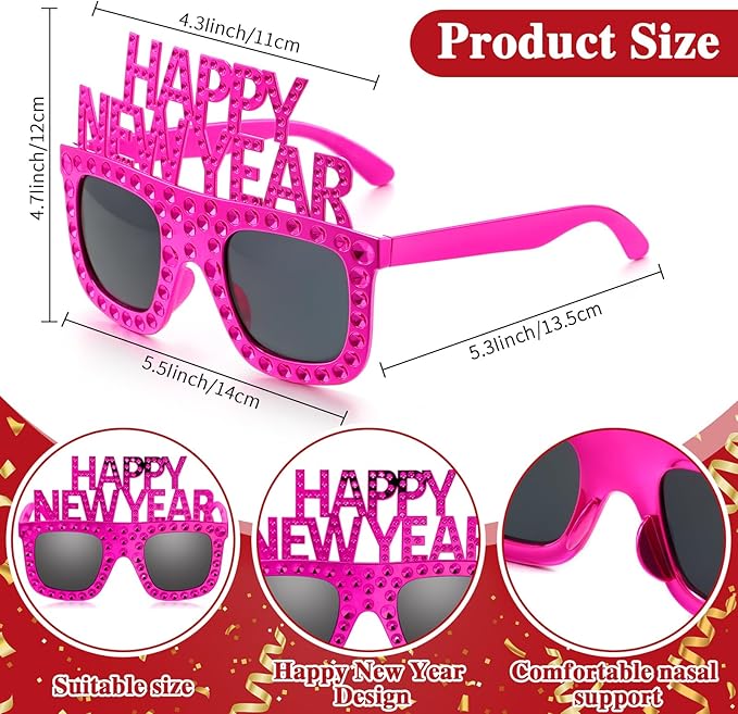 Shappy 6 Pcs 2026 Happy New Year Eyeglasses, Happy New Year Party Favors Sunglasses, Eve Glasses for Women and Men