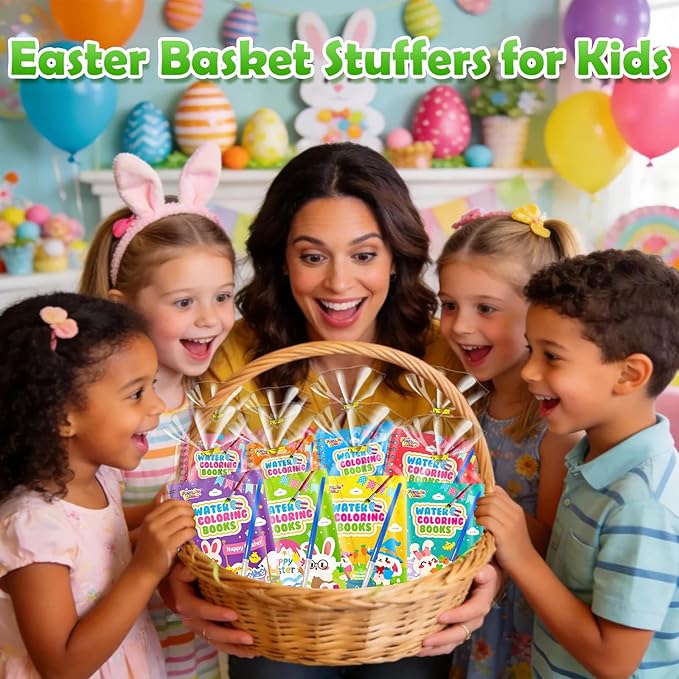 FEREDO KIDS Easter Coloring Books Party Favors for Kids - 24 Pack Mini Water Coloring Books for Kids, Easter Basket Stuffers Students Classroom Gifts Bulk, Birthday Return Gifts Party Favors Bulk
