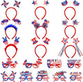 Max Fun 4th of July Accessories, 18 Pcs Patriotic Glasses and Headbands Set Fourth of July Decorations for Kids Adults Independence Day Party Favors Photo Booth Props